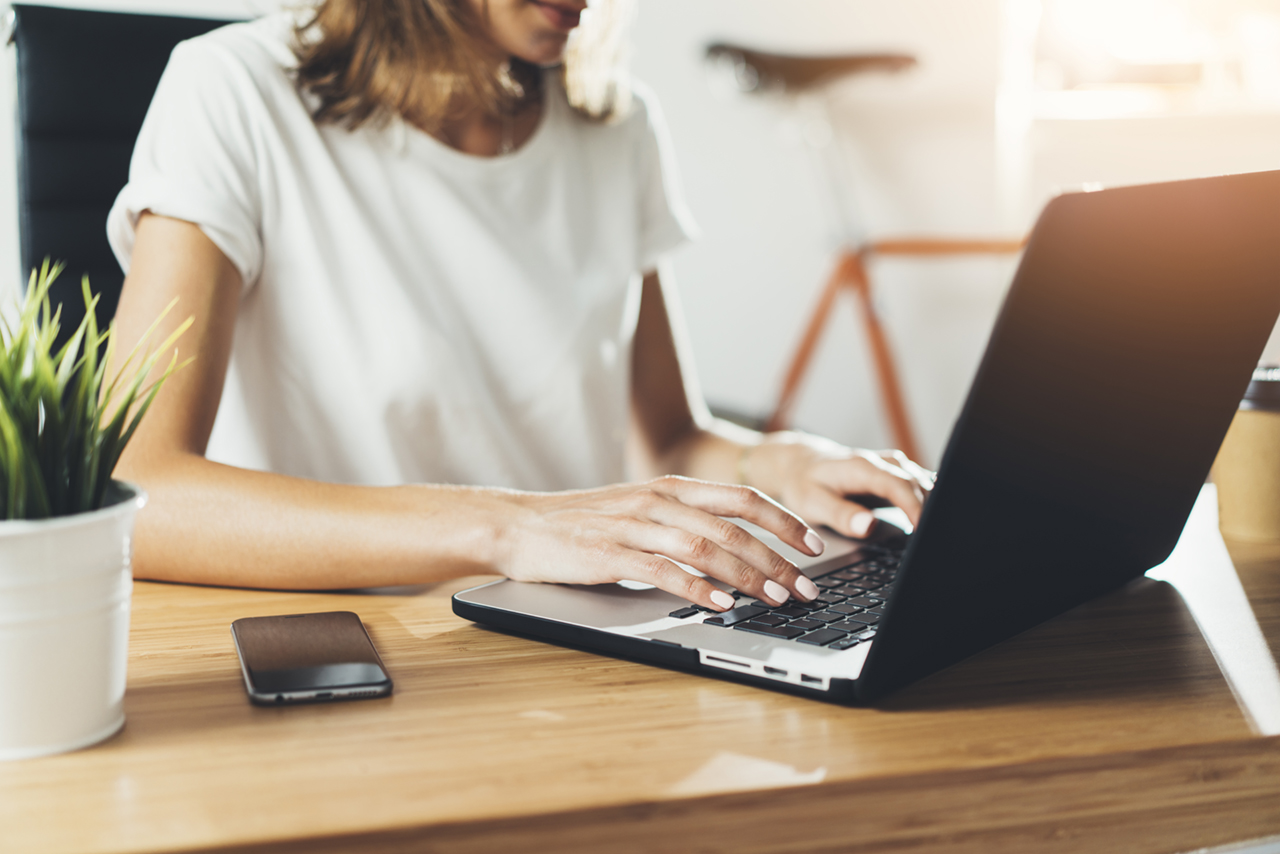 woman on laptop working